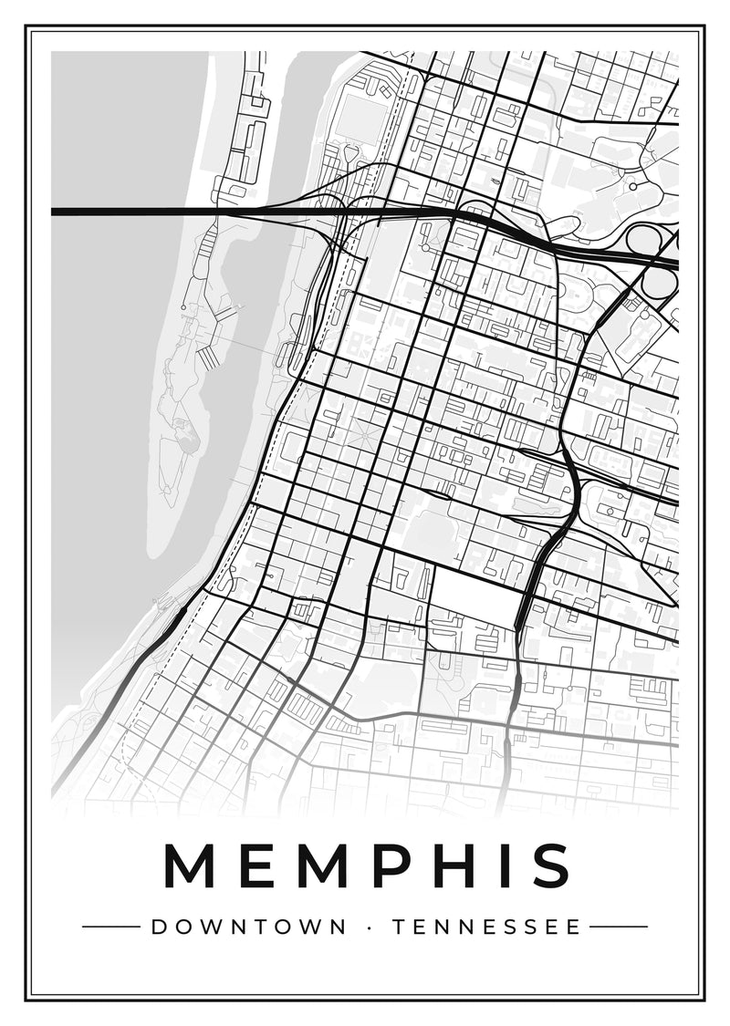 Memphis Downtown Street Map Poster