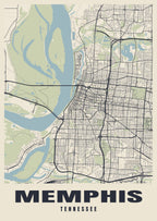 Street map poster of Memphis, Tennessee