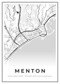 Street map poster of Menton town centre, Provence-Alpes-Côte d'Azur