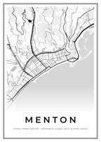 Street map poster of Menton town centre, Provence-Alpes-Côte d'Azur