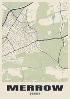 Street map poster of Merrow, Surrey