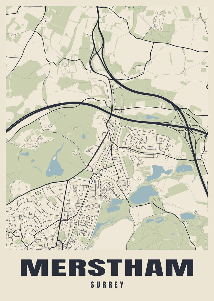 Merstham Street Map Poster
