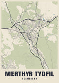 Street map poster of Merthyr Tydfil, Glamorgan