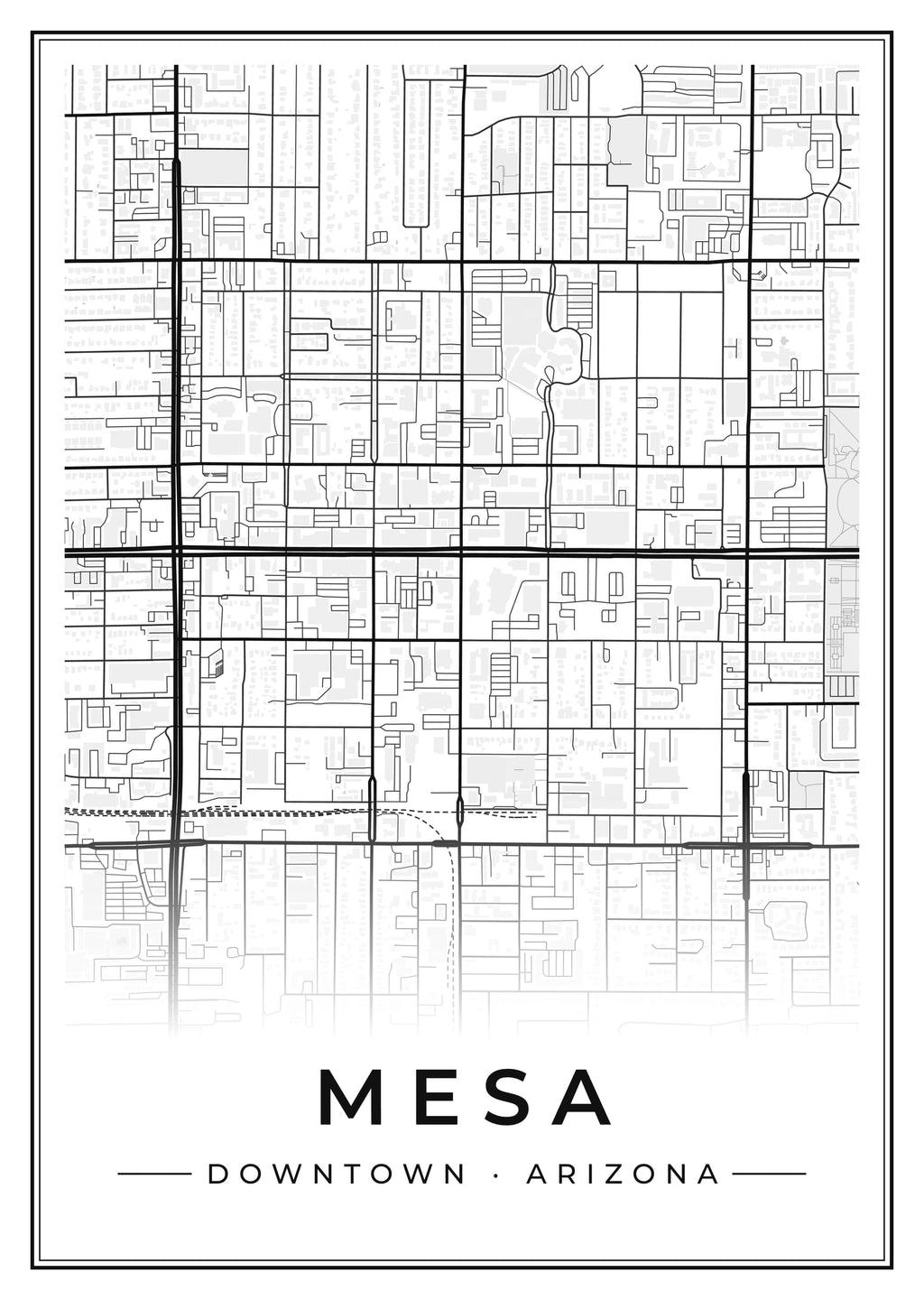 Street map poster of downtown Mesa, Arizona