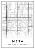 Street map poster of downtown Mesa, Arizona