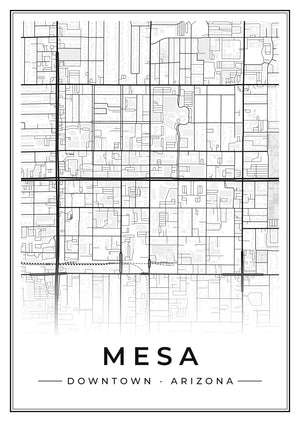 Mesa Downtown Street Map Poster