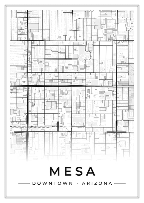 Mesa Downtown Street Map Poster
