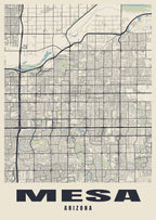 Street map poster of Mesa, Arizona
