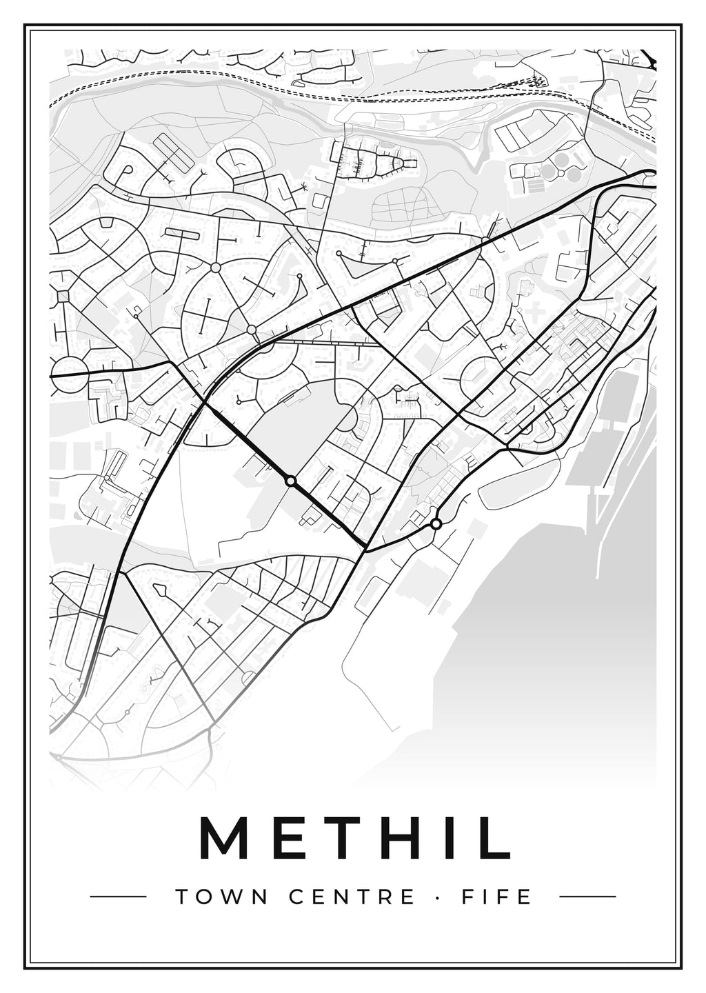 Street map poster of Methil town centre, Fife