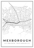 Street map poster of Mexborough town centre, South Yorkshire