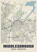 Street map poster of Middlesbrough, North Yorkshire