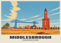 Transporter Bridge, Middlesbrough poster, Retro Railway style