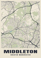 Street map poster of Middleton, Greater Manchester