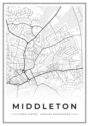 Middleton Town Centre Street Map Poster