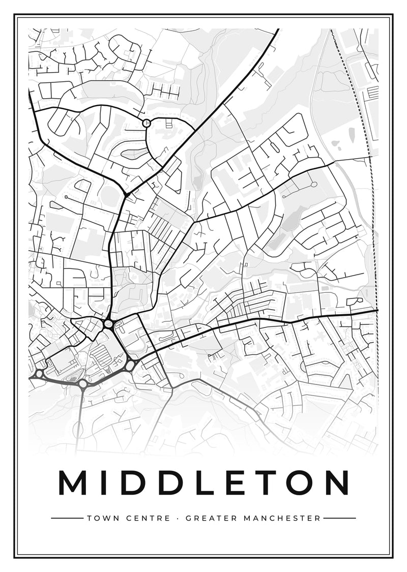 Middleton Town Centre Street Map Poster