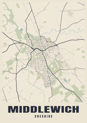 Middlewich Street Map Poster