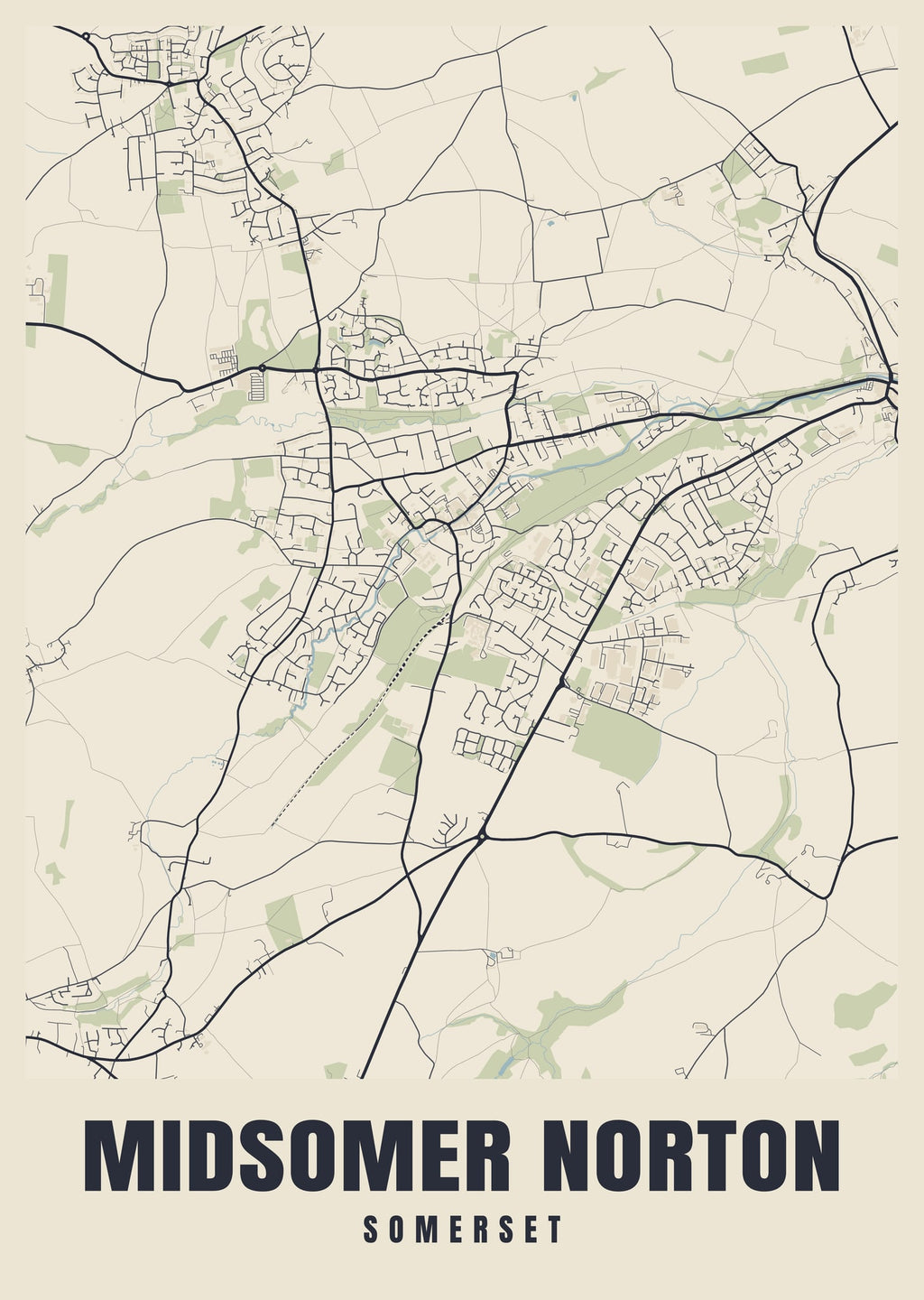 Street map poster of Midsomer Norton, Somerset