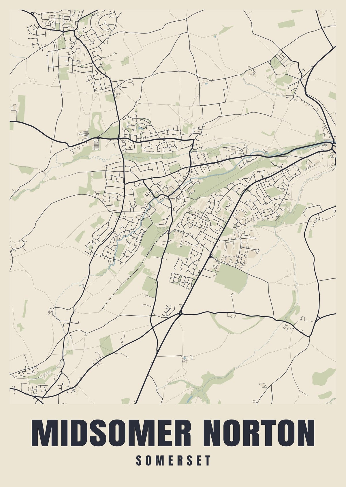 Street map poster of Midsomer Norton, Somerset