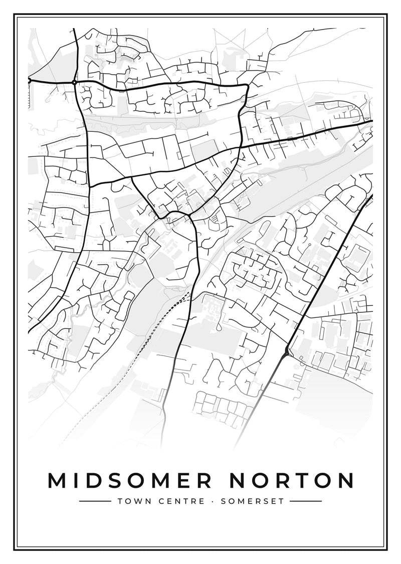 Midsomer Norton Town Centre Street Map Poster