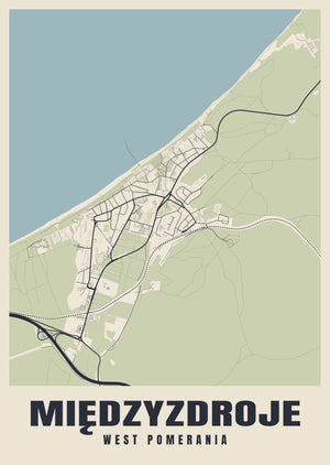 Międzyzdroje Street Map Poster