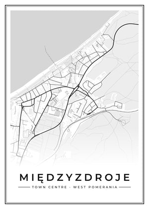 Międzyzdroje Town Centre Street Map Poster