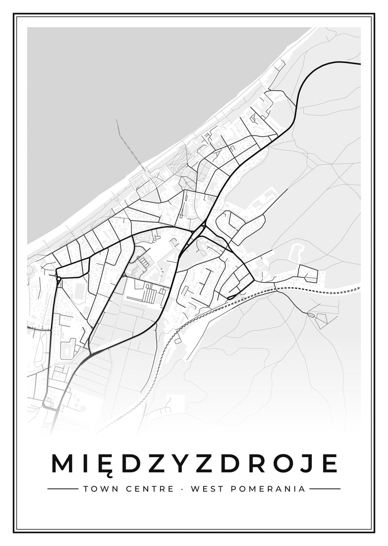 Międzyzdroje Town Centre Street Map Poster