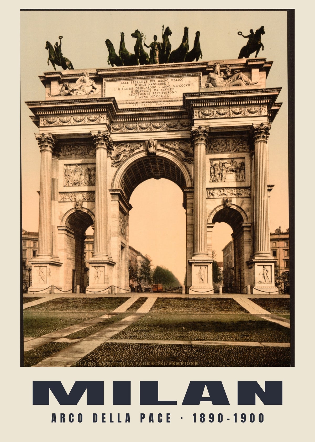 Arco della Pace, Milan, 1890–1900 heritage photograph