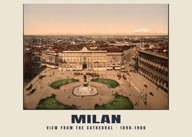 View from the Cathedral, Milan — 1890–1900 · Vintage photochrom print