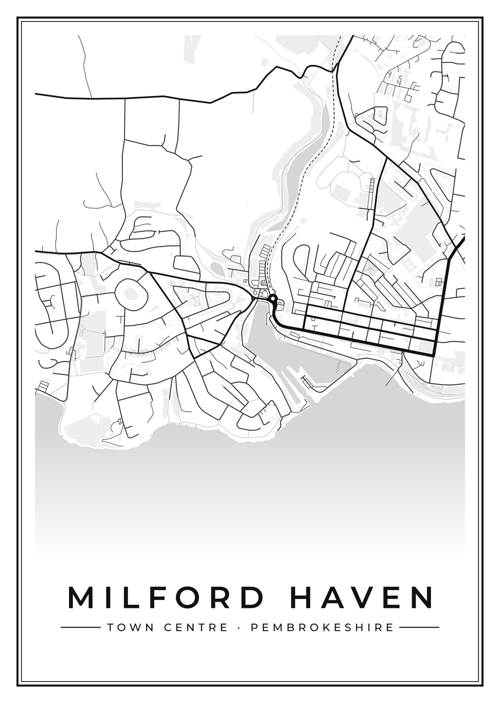 Milford Haven Town Centre Street Map Poster