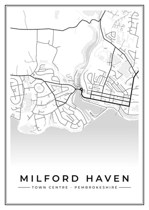 Milford Haven Town Centre Street Map Poster