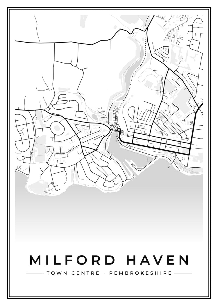 Milford Haven Town Centre Street Map Poster