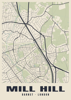 Mill Hill Heritage Street Map Poster