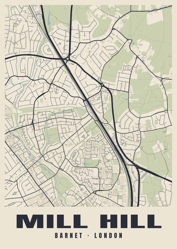 Mill Hill Heritage Street Map Poster