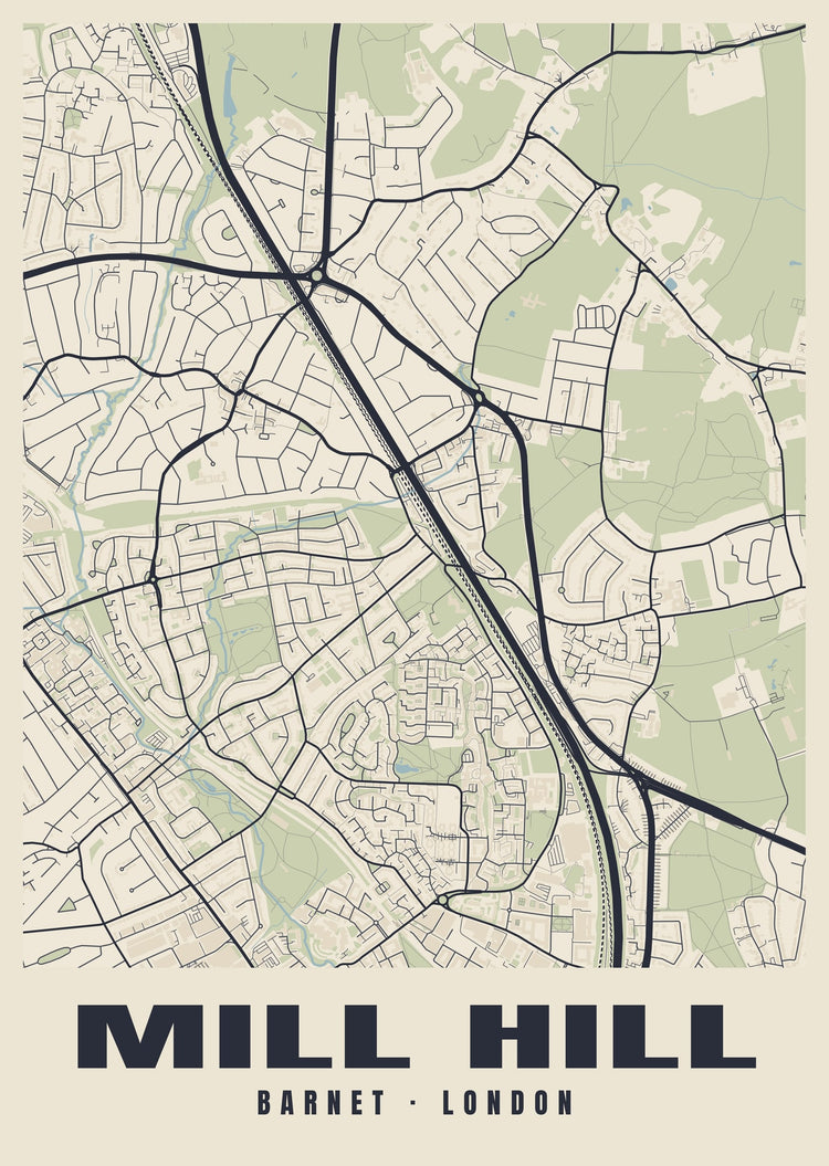 Mill Hill Heritage Street Map Poster