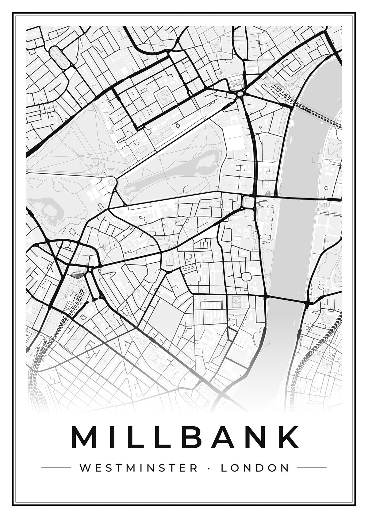 Street map poster of Millbank, Westminster, London