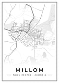 Street map poster of Millom town centre, Cumbria