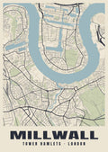 Heritage street map poster of Millwall, Tower Hamlets, London