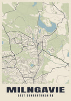 Street map poster of Milngavie, East Dunbartonshire