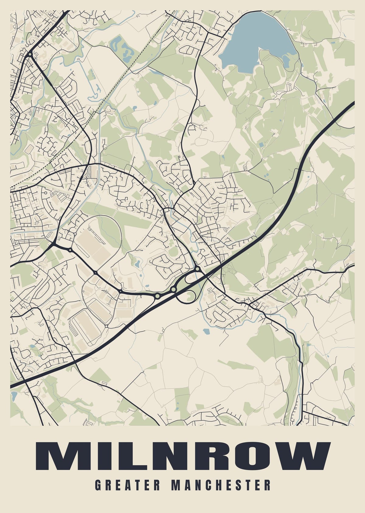 Street map poster of Milnrow, Greater Manchester