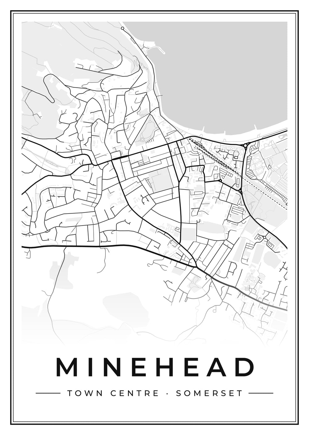 Minehead Town Centre Street Map Poster