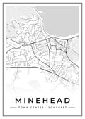 Street map poster of Minehead town centre, Somerset