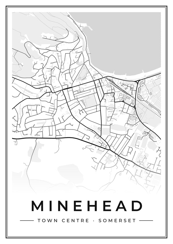 Minehead Town Centre Street Map Poster