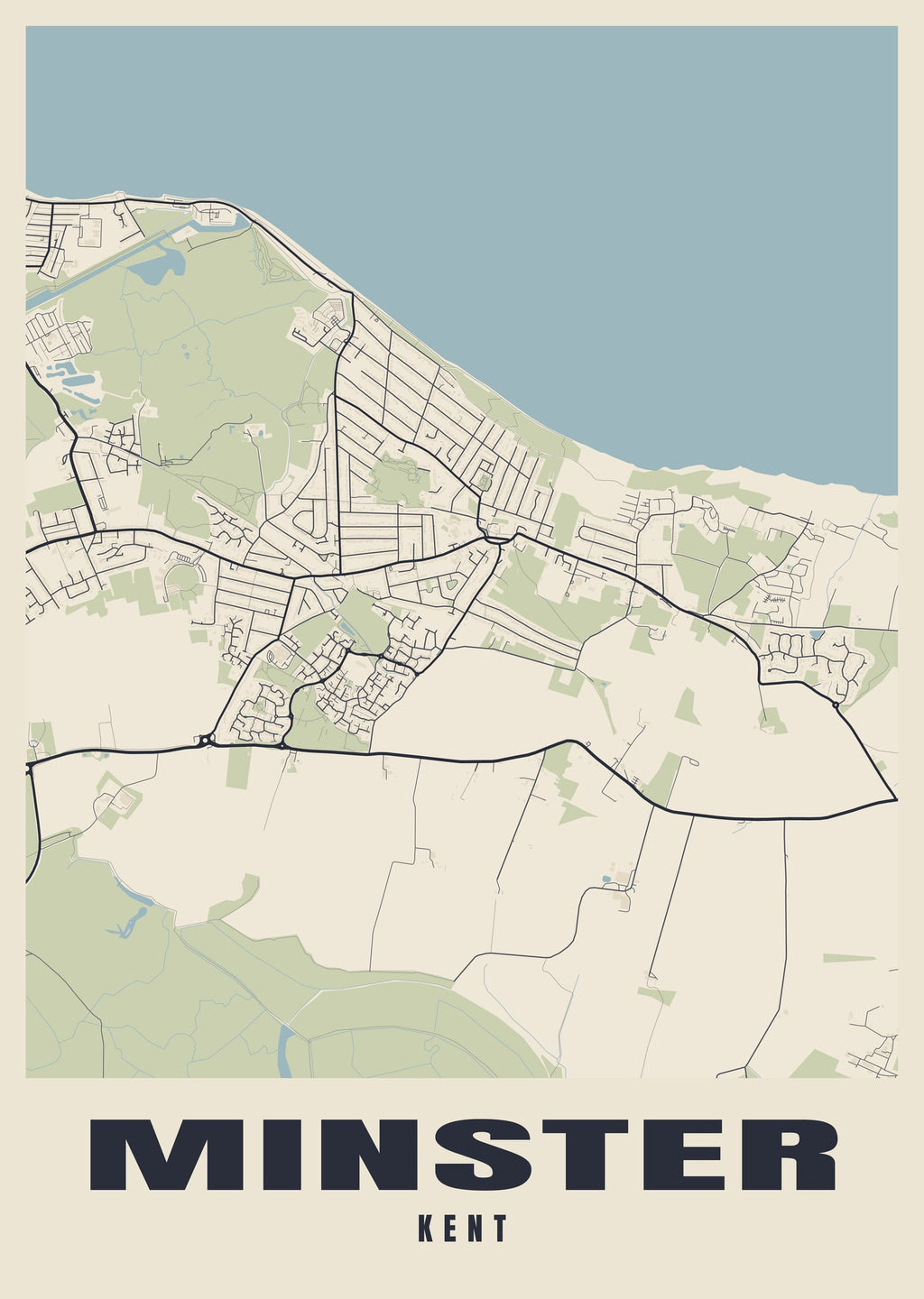 Street map poster of Minster, Kent
