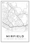 Street map poster of Mirfield town centre, West Yorkshire