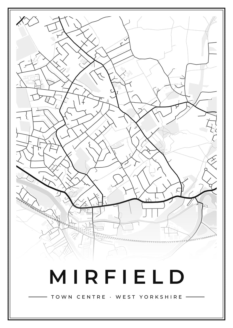 Mirfield Town Centre Street Map Poster