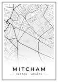 Street map poster of Mitcham, Merton, London