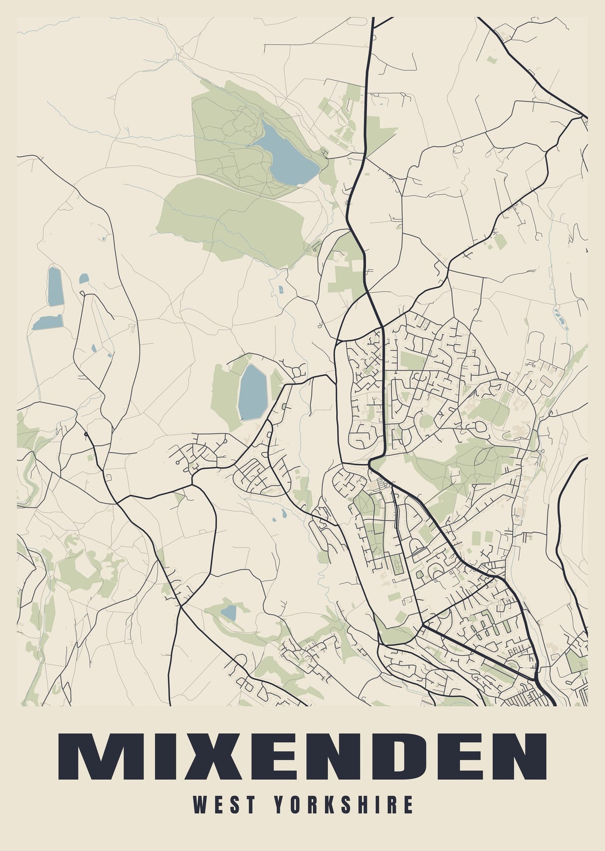 Street map poster of Mixenden, West Yorkshire