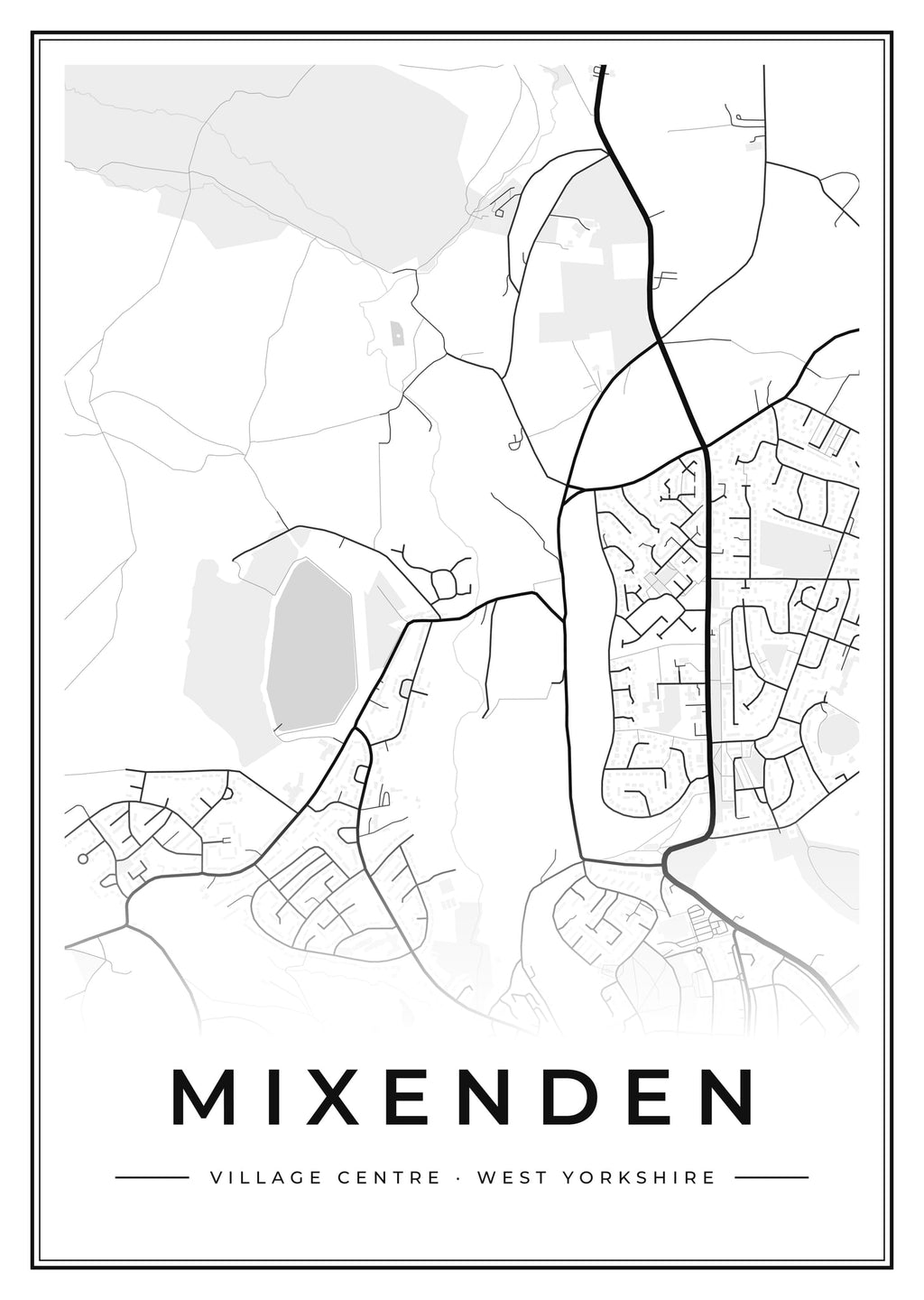 Street map poster of Mixenden village centre, West Yorkshire