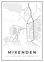 Street map poster of Mixenden village centre, West Yorkshire
