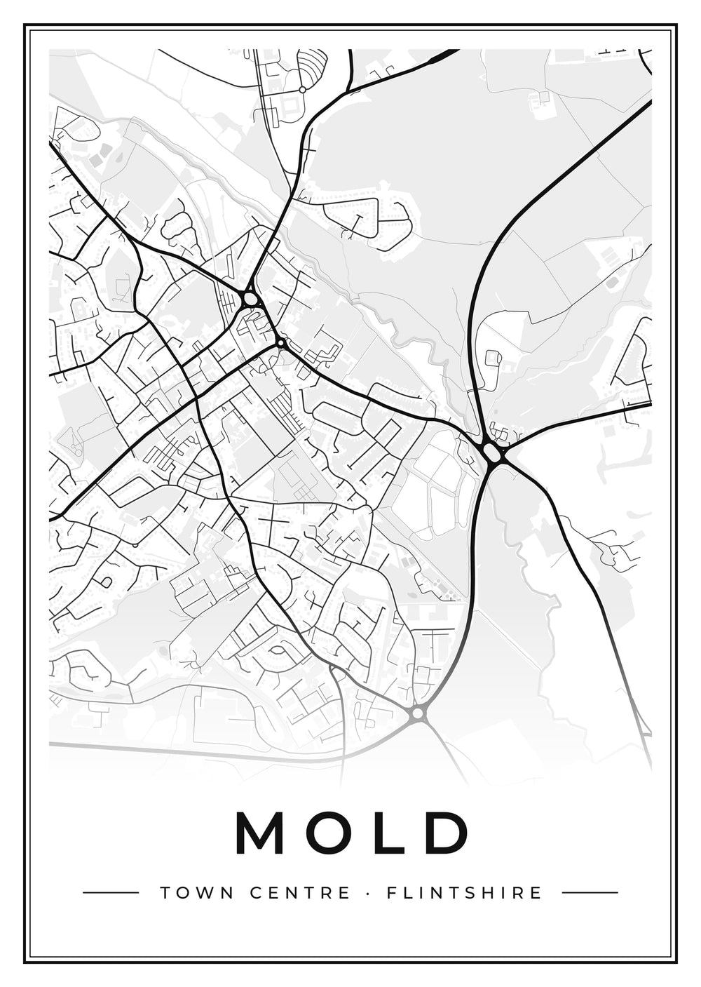 Mold Town Centre Street Map Poster